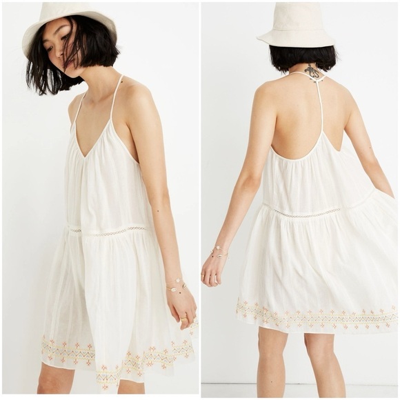 Madewell Dresses & Skirts - NEW Madewell Embroidered Cream Racerback Women’s Summer Cover Up Dress Sz 2X